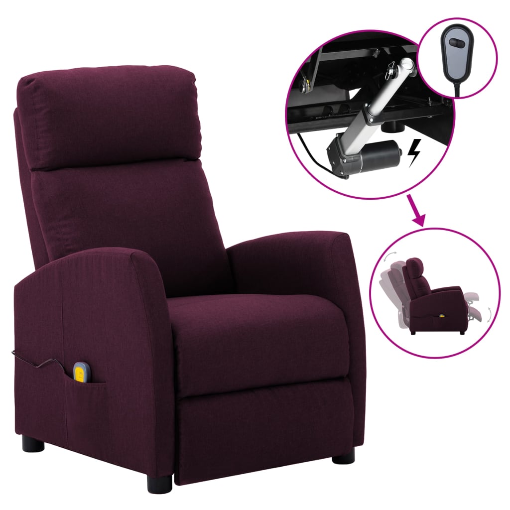 vidaXL Massage Recliner Chair Electric Push Cozy Armchair for Elderly Fabric