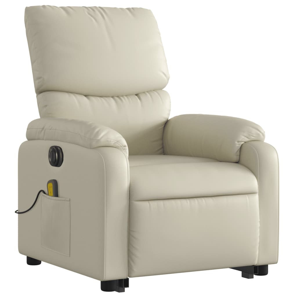 vidaXL Electric Stand up Massage Recliner Chair Cream Faux Leather