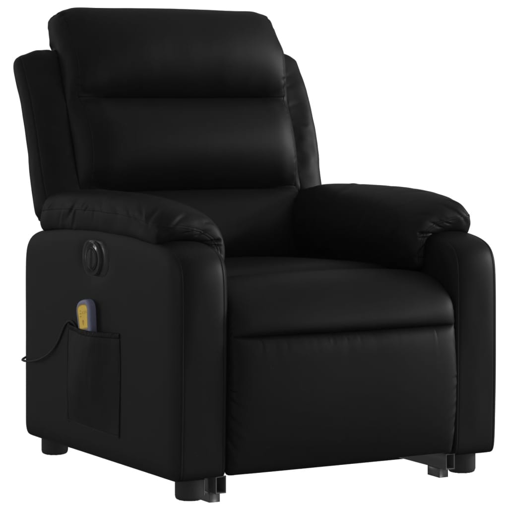 vidaXL Electric Stand up Massage Recliner Chair Black Faux Leather