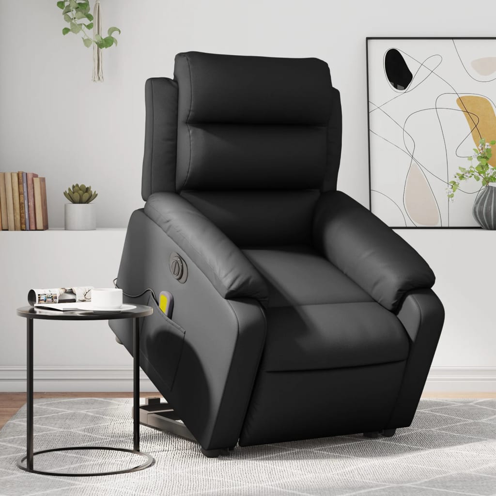 vidaXL Electric Stand up Massage Recliner Chair Black Faux Leather