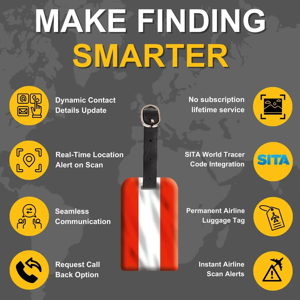 Smart Bag Security Tag - Austria Flag [Pack 2]