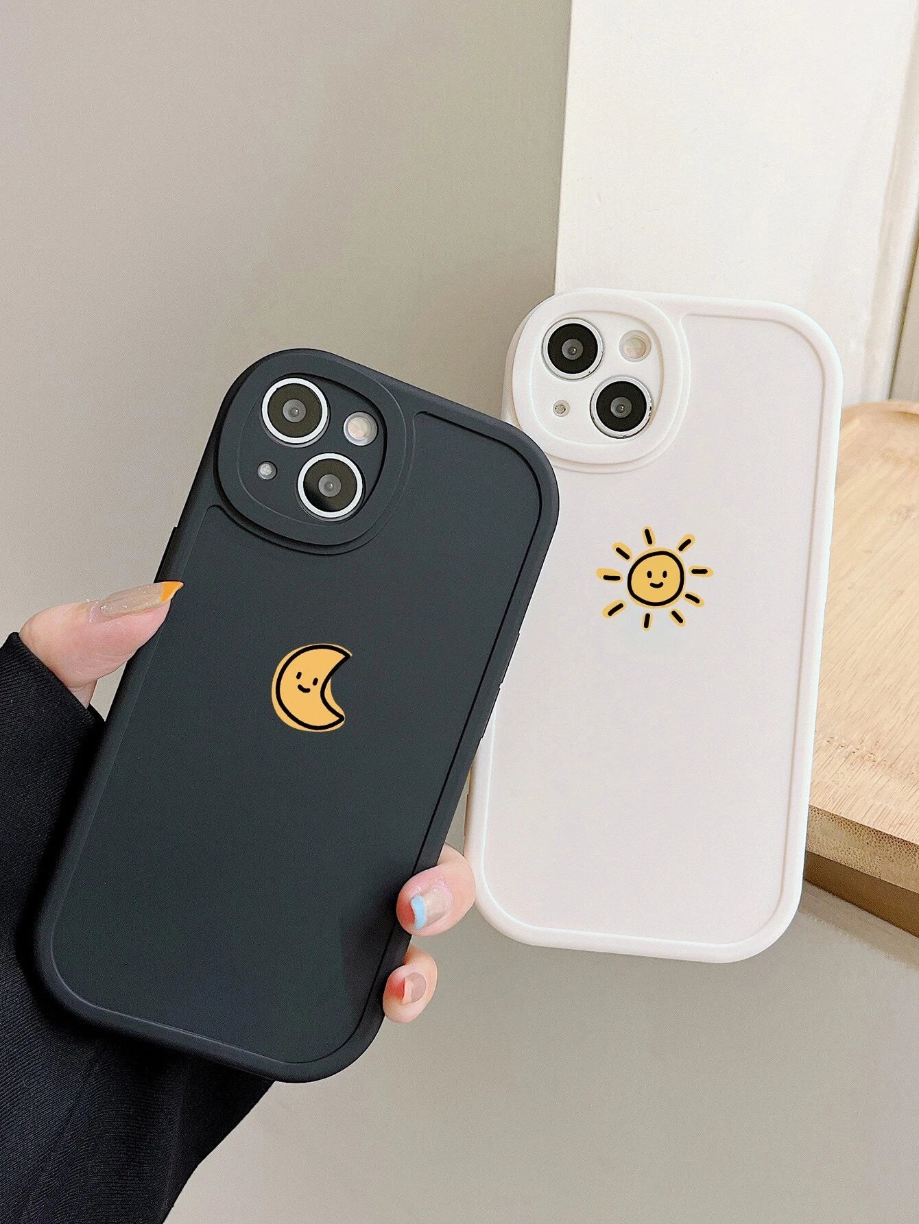 Couple Phone Cases - Sun & Moon Design, Black & White Compatible with Iphone & Galaxy, Compatible with Iphone 13/15/16 Pro Max/16/14/15/16 Plus, Also Suitable as Birthday Gifts for Girlfriend, Boyfriend or Personal Use, Compatible with Samsung Galaxy Phones