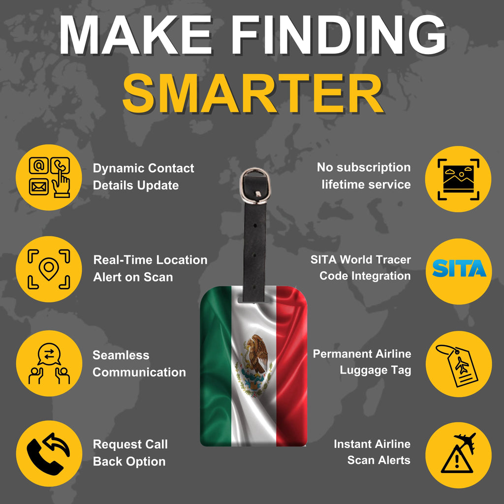 Smart Bag Security Tag - Mexico Flag [Pack 2]