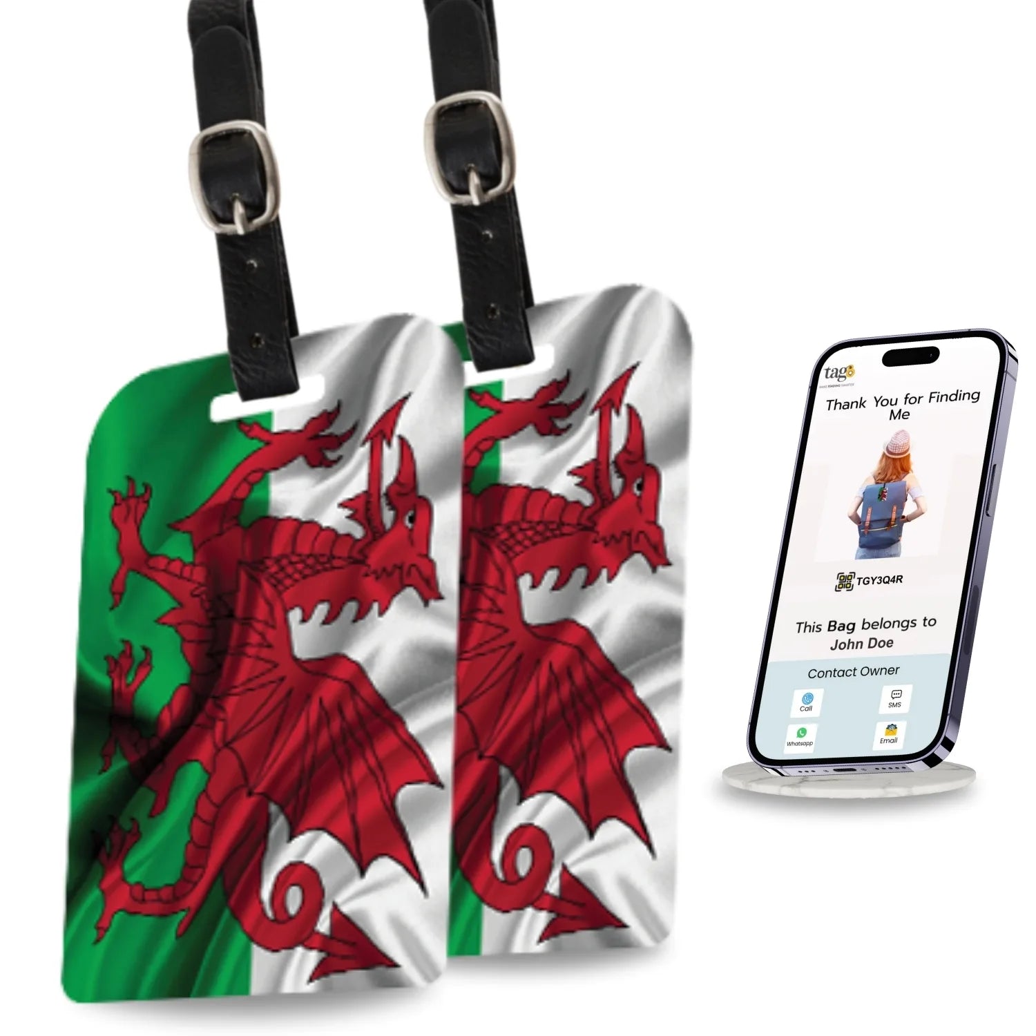 Smart Bag Security Tag - Wales Flag [Pack 2]